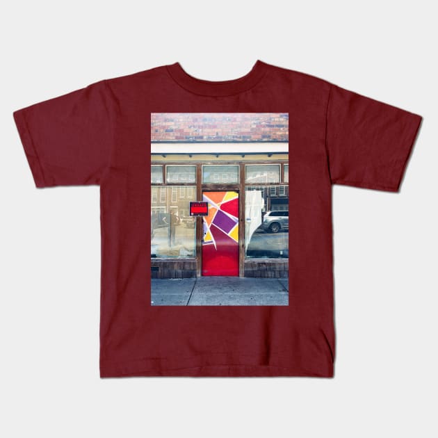 Colorful Door on Condemned Building Kids T-Shirt by offdutyplaces